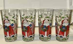 Juego de 4 vasos KIG Indonesia 14 oz NAVIDAD VINTAGE Papá Noel 6" - Imagen 1 de 6