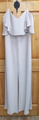 Vestido W. Too tamanho 14 bege desossado transparente de chiffon forrado formatura casamento damas de honra - Imagem 1 de 4