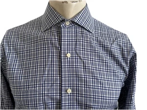 Camisa Brooks Brothers Para Hombre 15 1/2 33 Azul Wt Cuadros Manga Larga Botón Sin Planchar - Imagen 1 de 11