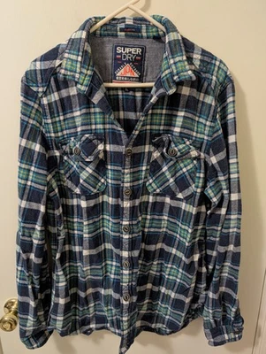 Camisa de franela Adorable de Superdry para hombre, talla XL informal con solapa y bolsillo con botones Foto 1 de 4