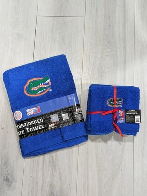 Juego de toallas y paños azules bordados con licencia UF Florida Gators NUEVO Northwest Foto 1 de 4