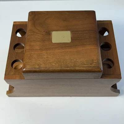 Humidor de tabaco vintage Decatur Industries soporte de 6 pipas nogal genuino EE. UU. Foto 1 de 4