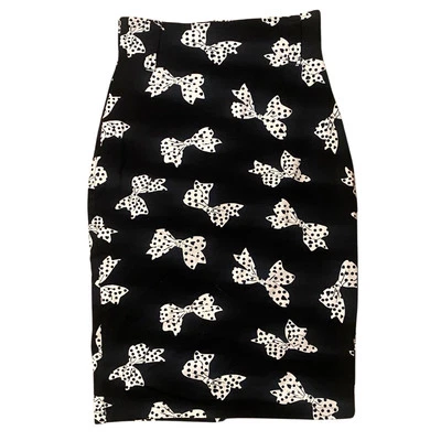 Pinup style Black White Bow Print Pencil Skirt Womens M Switchblade Stiletto ￼ - Image 1 of 2