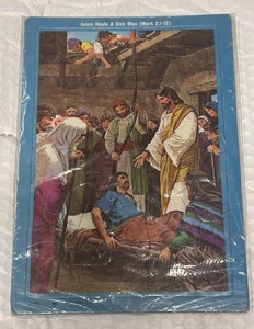Vintage Children's Puzzle Christian Religious Jesus Made In USA Mark 2:1-12 - Picture 1 of 3