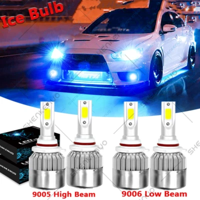 For Mitsubishi Lancer 2008-2015 Ice Blue LED Headlights High/Low Beam Bulbs 4X - Image 1 of 4