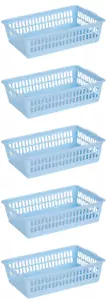 5x Wham Plastic Nestable Handy Tidy Storage Basket Tray 25cm - Blue - Picture 1 of 2
