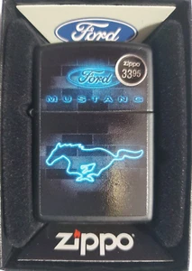 Zippo Ford Mustang Neon Logo Black Matte Lighter, 48404/ #50 - Picture 1 of 6