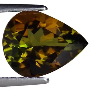 1.70 Ct IGI Certified Natural Tourmaline Gemstone Yellow Brown Green Pear Cut - Picture 1 of 2