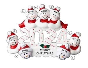 Personalized 2024 Snowman Family of 7 Christmas Ornament - Picture 1 of 1