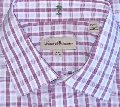 Camisa de vestir Tommy Bahama para hombre a cuadros manga larga abotonada talla 16 1/2 x 34/35 Foto 1 de 3