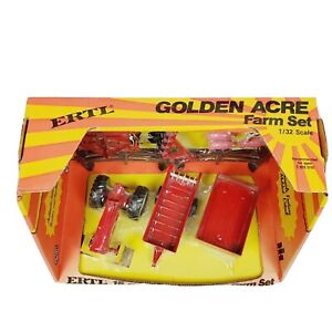 Rare! 1983 ERTL "Golden Acre" Farm Set ☆ 15pc Tractor, Plow, Disc 1/32 IH-462