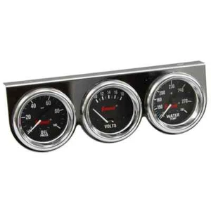 SUMMIT RACING 29153V CHROME 3 GAUGE CONSOLE KIT 2 5/8" OIL PRESSURE VOLT TEMP - Picture 1 of 2