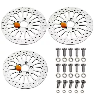 2Pcs Front & 1Pce Rear 11.5" Chrome Brake Rotors Polished For Harley Touring - Picture 1 of 7