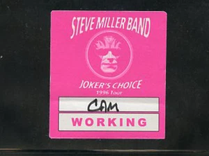 Steve Miller Band-Joker's Choice 1996 gira satinado backstage crew pass segunda noche - Imagen 1 de 1