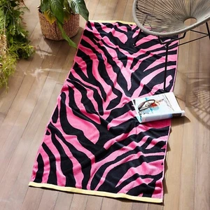 Jumbo Zebra Print XL Beach Towel Pink 100% Cotton Supersoft Absorbent 80 x 180cm - Picture 1 of 8