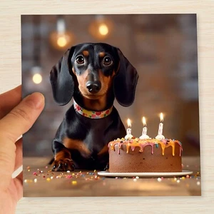Dachshund Birthday Card Sausage dog suit daughter Sister Mum Dad Brother Son - Picture 1 of 10