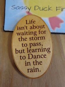 LEARNING TO DANCE IN THE RAIN Fridge Magnet 3" Wood Brown Oval  - Picture 1 of 2