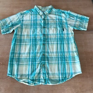 Columbia Regular Fit Shirt Men L Blue Plaid Button Down Pocket Short Sleeve - Picture 1 of 13