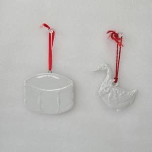 Adorno de porcelana de Navidad de tambor y cisne de violín blanco vintage medio oeste de Japón - Imagen 1 de 15