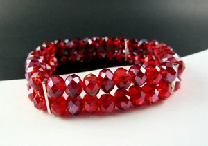 RED Crystal 2 Strand Stretch Bracelet (M1) - Picture 1 of 5