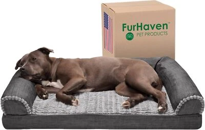 Cama ortopédica para perros Furhaven para perros grandes/medianos con refuerzos extraíbles y lavabo Foto 1 de 4