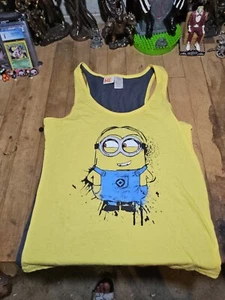 Despicable Me Minion Yellow Gray Racerback Juniors Tank Top Shirt Sz L (11/13) - Picture 1 of 4