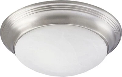 Progress Lighting 1-Light Flush Mount, Alabaster Glass, Brushed Nickel, P3688-09 - Image 1 of 4