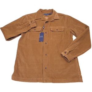 $198 Polo Ralph Lauren Brown Classic Fit Corduroy Camp Collar Shirt Mens Small - Picture 1 of 8
