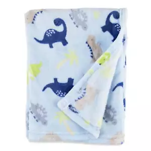 Parent's Choice Blue Dinosaurs Plush Baby Blanket, 30" x 36", Infant Boy - Picture 1 of 9