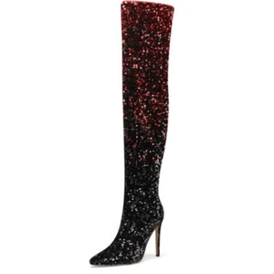 Womens Spangle Decor High Heels Pointed Toe Party Sexy Over The Knee Boots7-10.5 - Picture 1 of 16