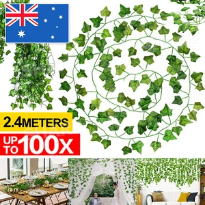 Artificial Leaf 2.4M Ivy Vine Fake Foliage Flower Hanging Garland Plant Party - Picture 1 of 16