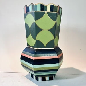 Mackenzie Childs Vase Lily Pond Toleware handbemalt Metall 10,25" nicht mehr produziert - Bild 1 von 9
