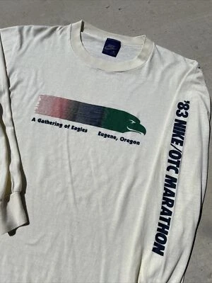 Nike OTC Marathon Shirt 1983 Blue Tag A Gathering Of Eagles Oregon VTG 1980's - Image 1 of 4