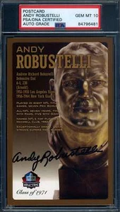 Andy Robustelli Gem Mint 10 PSA DNA Signed HOF Bronze Bust Postcard Autographed - Picture 1 of 1