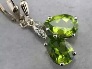 3 Ct Pear Lab Created Green Emerald Drop/Dangle Earrings 14K White Gold Plated - Picture 1 of 8