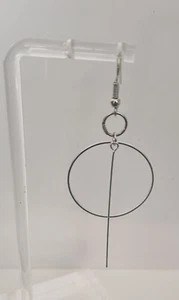 Pair Of Circle And Bar Fashion Dangle Earrings 8cm Homemade Boho Chic Festival - Picture 1 of 3
