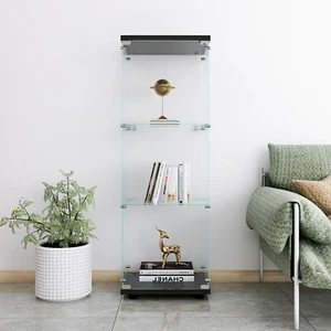 Large Glass Curio Cabinet with Lockable Door for Display Collectibles and Books - Picture 1 of 13