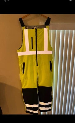 RefrigiWear Mens XL High Visibility Reflective Insulated Softshell Bib Overall - Image 1 of 4