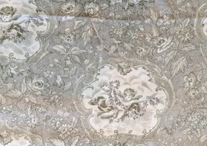 1 Yard In the Beginning Fabrics The Blended Collection II Green Toile Cherub - Picture 1 of 4