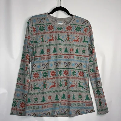 Brooks Run Jolly Ugly Christmas 长袖 T 恤女式灰色中号跑步 — 第 1/4 张图片