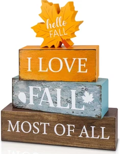 4 Stück Herbstdeko Holz Stufentablett Deko, Ahornblatt Herbstdeko Geschenke für - Bild 1 von 11