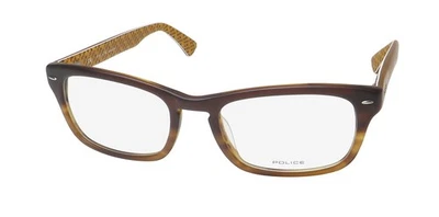 NEW POLICE V1697 EYEGLASSES D83M FULL-RIM 53-19-145 BROWN PLASTIC RECTANGULAR - Image 1 of 4