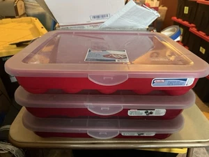 (3) Sterilite 20 Holiday Ornament Storage Case Christmas 3.5" **No Ornaments - Picture 1 of 9