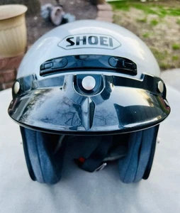 Vintage Shoei RJ-Platinum-R Silver Half Helmet/Black Visor/Size XL - Picture 1 of 11