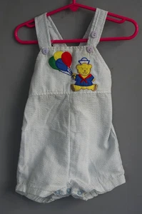 Vtg Baby Boy Romper Embroidered Bear Balloons Primary Color EUC Sears USA 12 mos - Picture 1 of 5