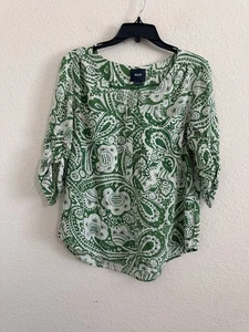 Maeve Green 3/4 Sleeve Paisley Blouse Top Medium Women’s - Picture 1 of 9