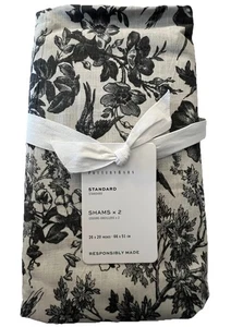 Pottery Barn Set of 2 Sorrel Toile Standard Shams Charcoal New_T#E - Picture 1 of 6