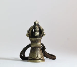 Himalayan Nepal Tibetan talisman carved brass seal Special offer (AD) - Picture 1 of 8