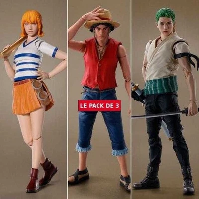 Netflix One Piece S.H.Figuarts Bandai Set de 3 figuras de acción (Luffy, Zoro, Nami) Foto 1 de 4