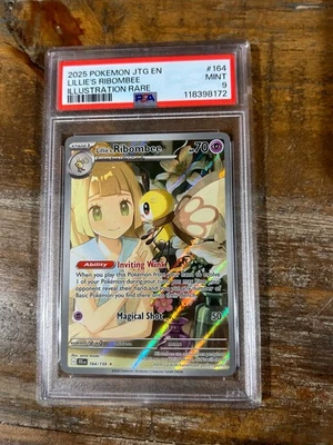 POKEMON 2025 3 Journey Together LILLIE'S RIBOMBEE Illustration Rare #164 PSA 9 - Image 1 of 2
